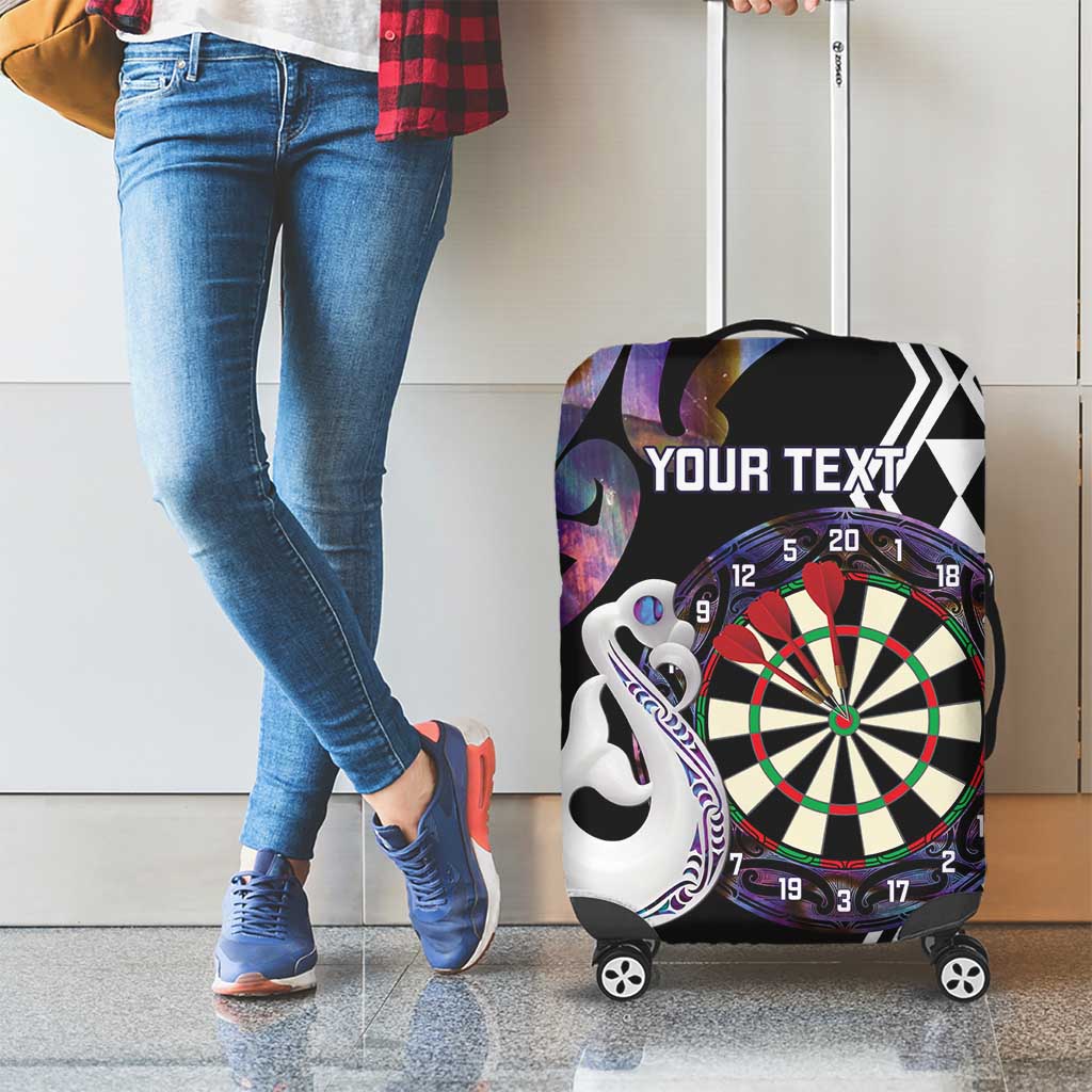Personalised New Zealand Darts Luggage Cover Ngutukaka Manaia Taniko Luxury Purple - Aussie Hoodie