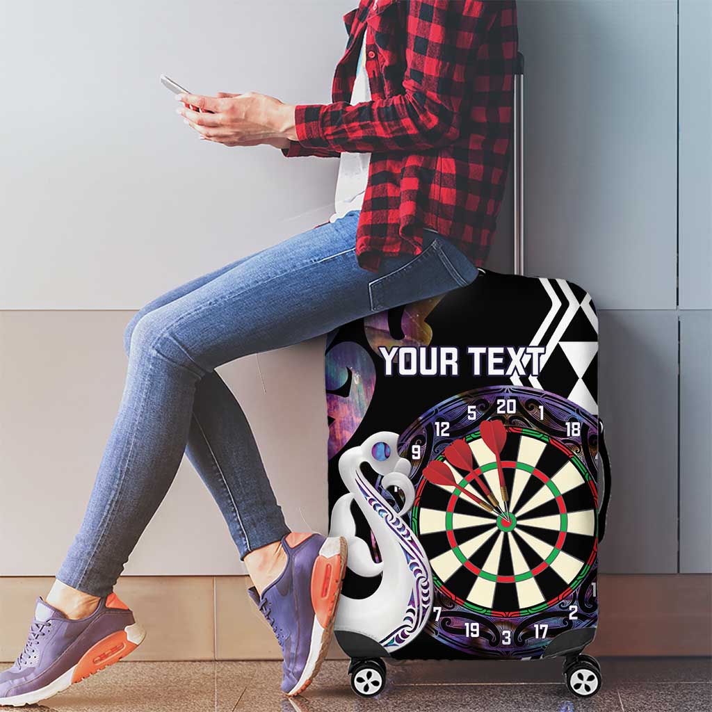 Personalised New Zealand Darts Luggage Cover Ngutukaka Manaia Taniko Luxury Purple - Aussie Hoodie