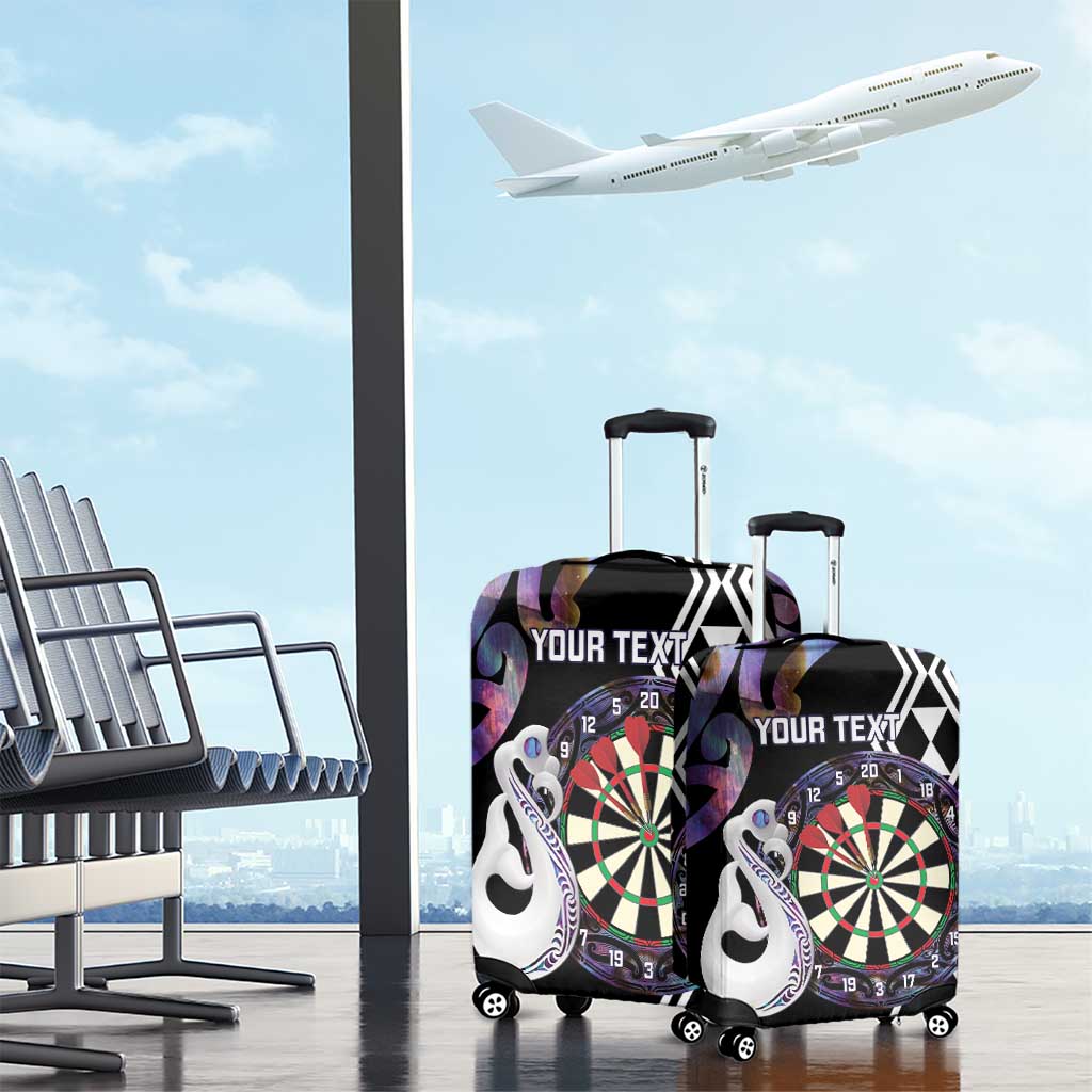 Personalised New Zealand Darts Luggage Cover Ngutukaka Manaia Taniko Luxury Purple - Aussie Hoodie