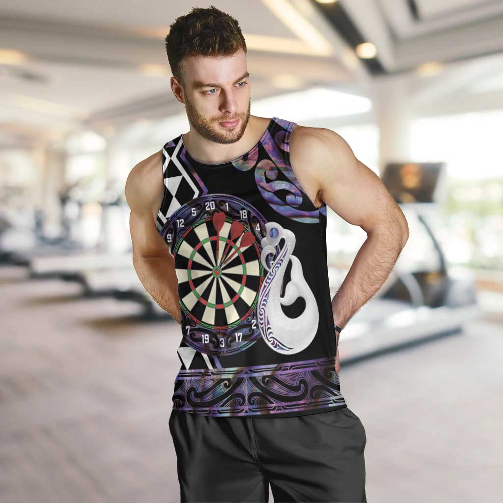 Personalised New Zealand Darts Men Tank Top Ngutukaka Manaia Taniko Luxury Purple - Aussie Hoodie