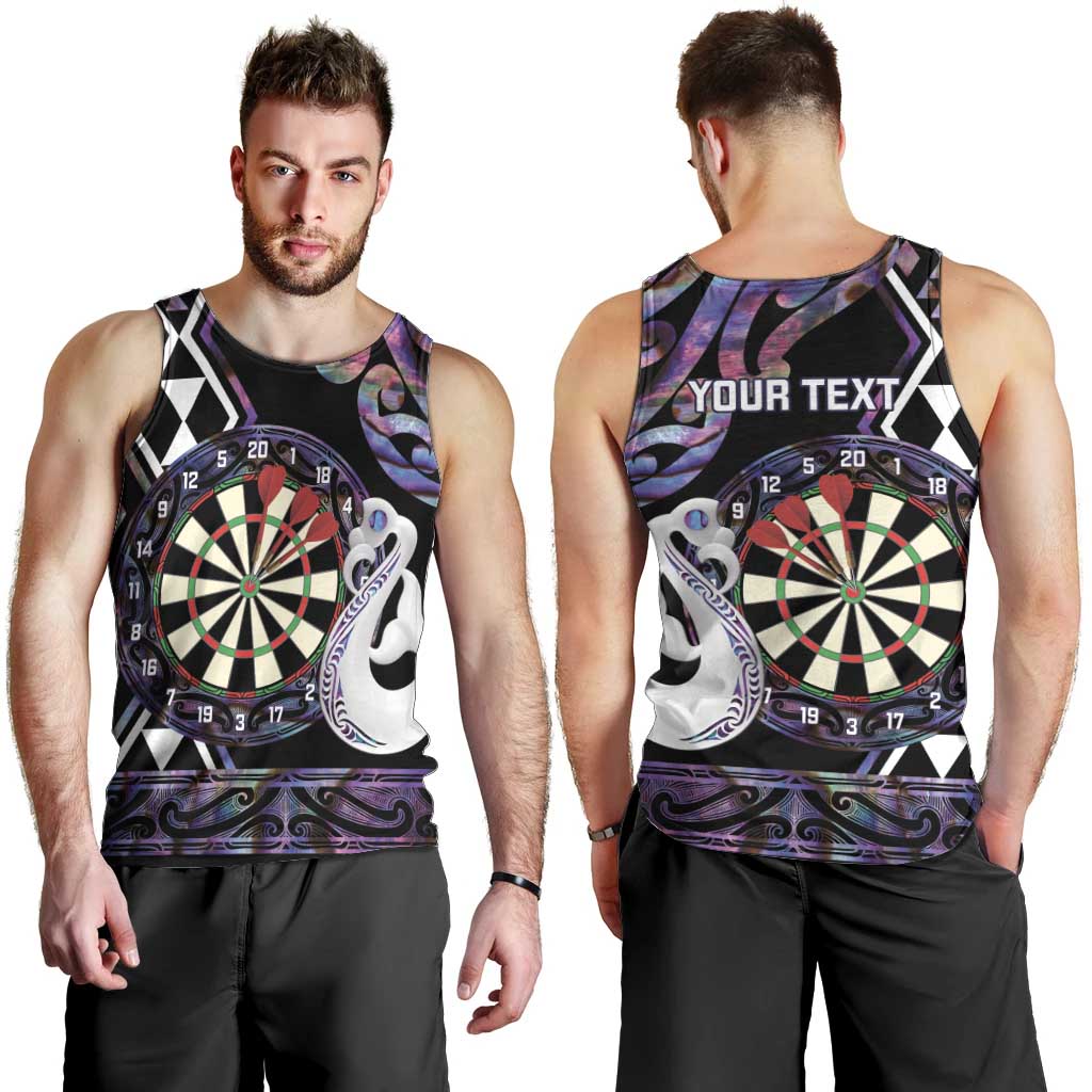 Personalised New Zealand Darts Men Tank Top Ngutukaka Manaia Taniko Luxury Purple - Aussie Hoodie