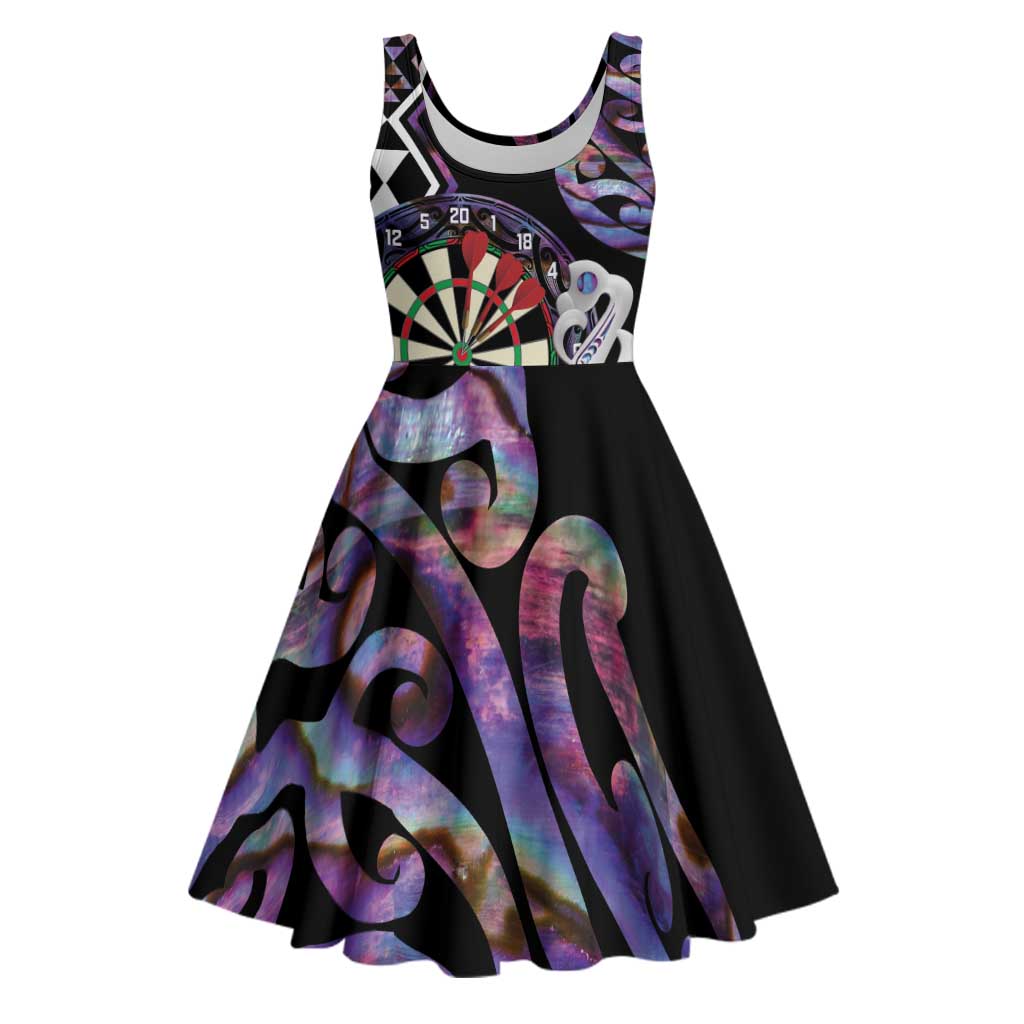 Personalised New Zealand Darts Midi Dress Ngutukaka Manaia Taniko Luxury Purple - Aussie Hoodie