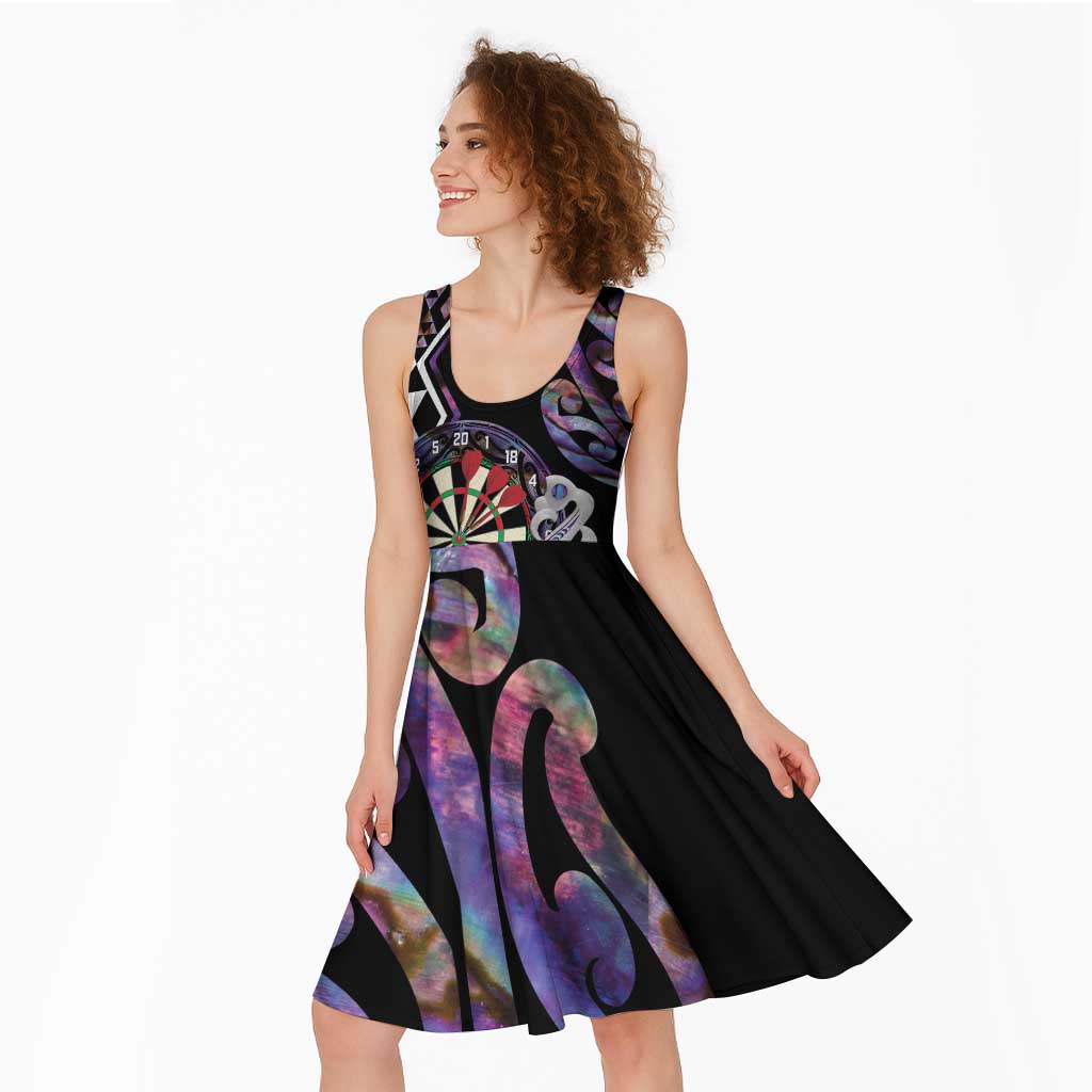 Personalised New Zealand Darts Midi Dress Ngutukaka Manaia Taniko Luxury Purple - Aussie Hoodie