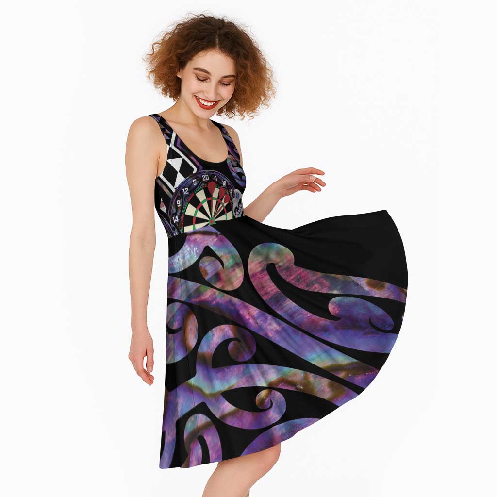 Personalised New Zealand Darts Midi Dress Ngutukaka Manaia Taniko Luxury Purple - Aussie Hoodie