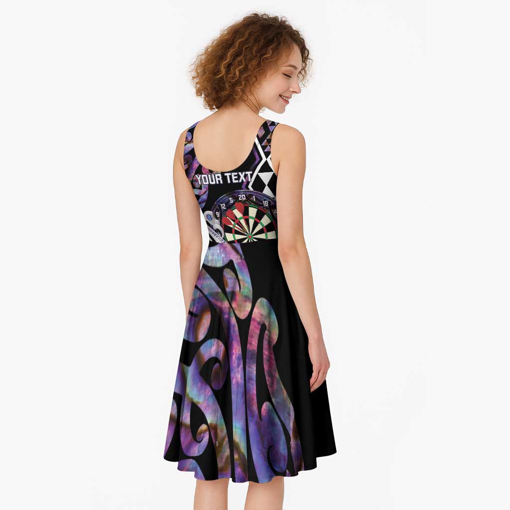 Personalised New Zealand Darts Midi Dress Ngutukaka Manaia Taniko Luxury Purple - Aussie Hoodie