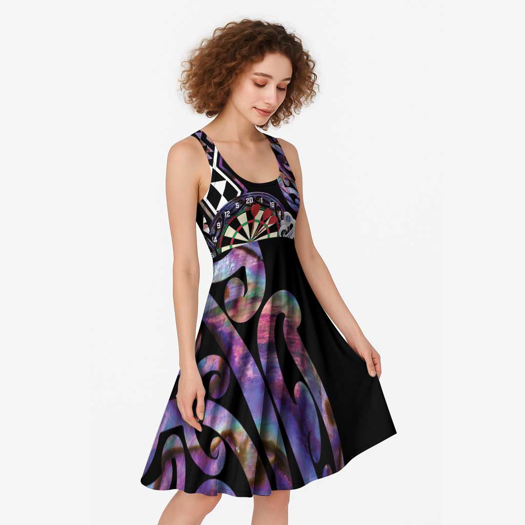 Personalised New Zealand Darts Midi Dress Ngutukaka Manaia Taniko Luxury Purple - Aussie Hoodie
