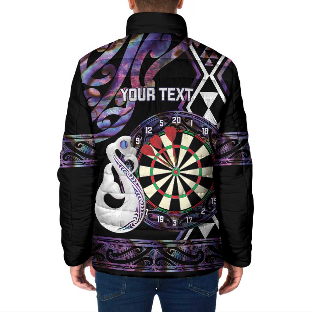 Personalised New Zealand Darts Padded Jacket Ngutukaka Manaia Taniko Luxury Purple - Aussie Hoodie