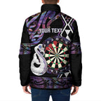 Personalised New Zealand Darts Padded Jacket Ngutukaka Manaia Taniko Luxury Purple - Aussie Hoodie