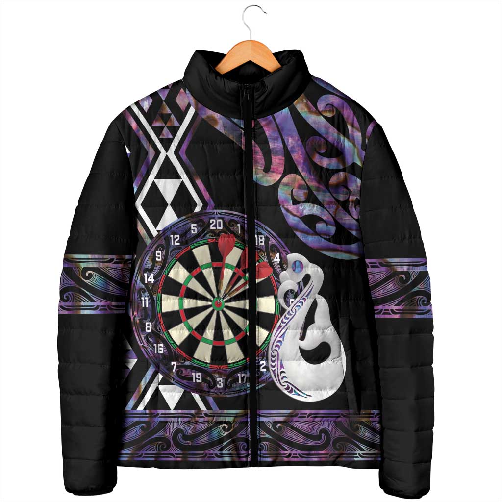 Personalised New Zealand Darts Padded Jacket Ngutukaka Manaia Taniko Luxury Purple - Aussie Hoodie