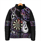 Personalised New Zealand Darts Padded Jacket Ngutukaka Manaia Taniko Luxury Purple - Aussie Hoodie