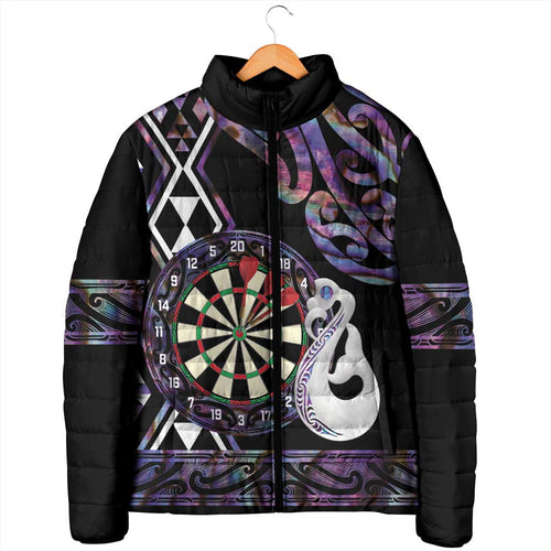 Personalised New Zealand Darts Padded Jacket Ngutukaka Manaia Taniko Luxury Purple - Aussie Hoodie
