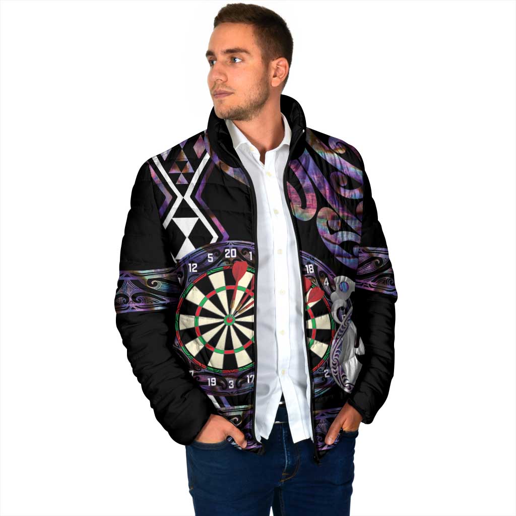 Personalised New Zealand Darts Padded Jacket Ngutukaka Manaia Taniko Luxury Purple - Aussie Hoodie