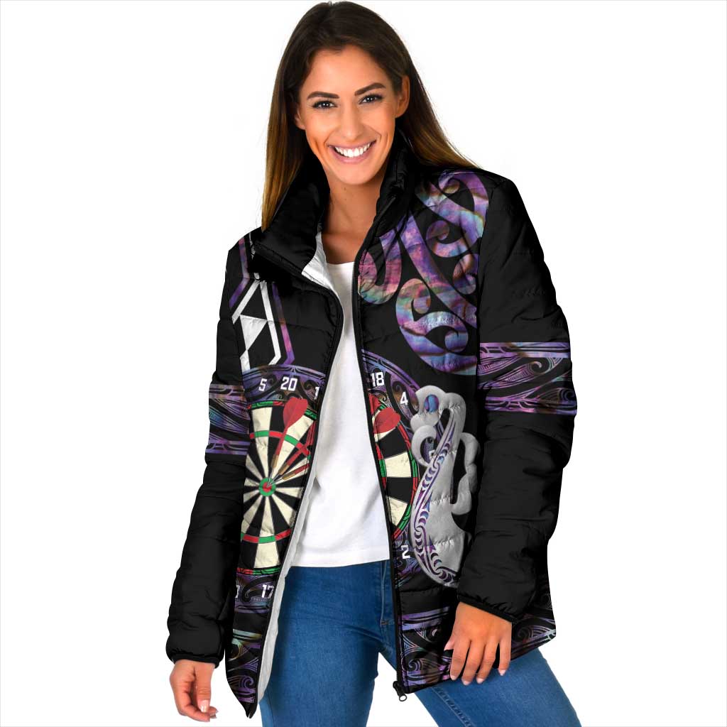 Personalised New Zealand Darts Padded Jacket Ngutukaka Manaia Taniko Luxury Purple - Aussie Hoodie