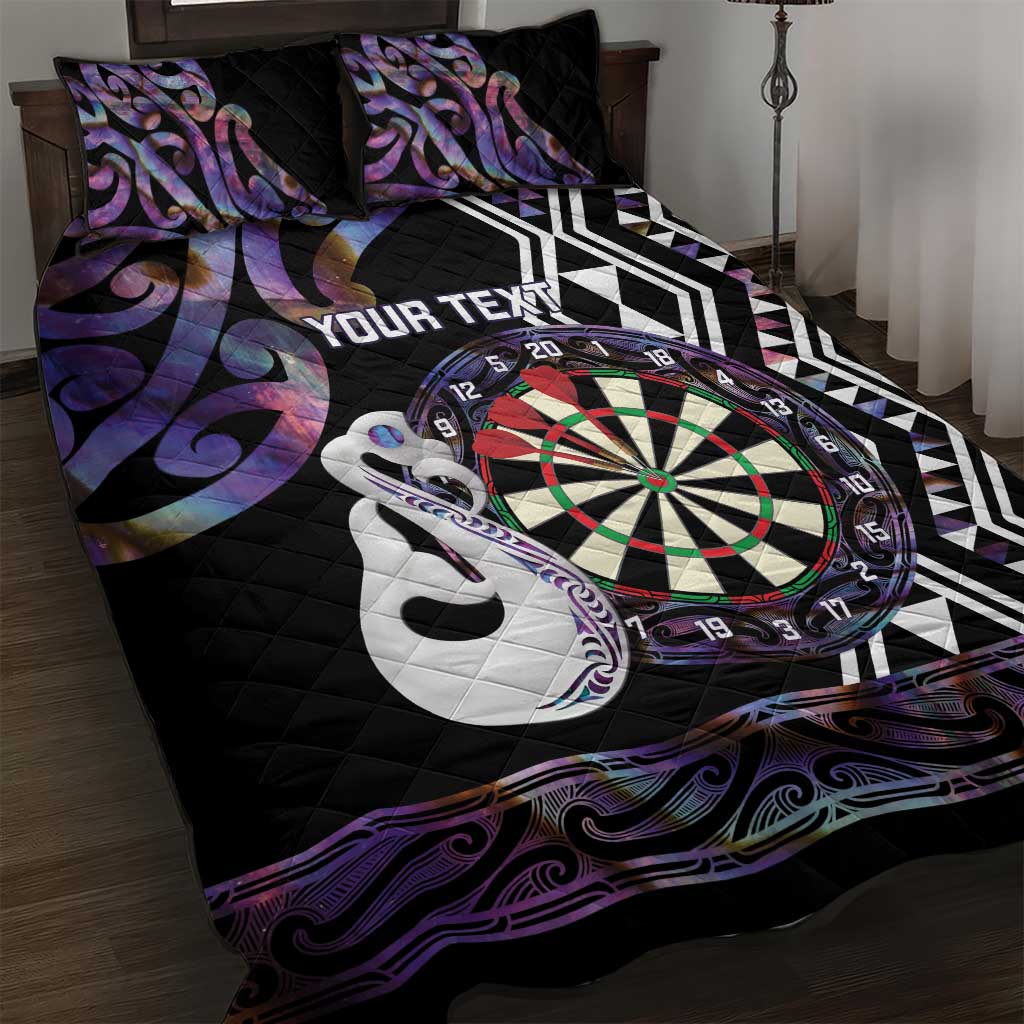 Personalised New Zealand Darts Quilt Bed Set Ngutukaka Manaia Taniko Luxury Purple - Aussie Hoodie
