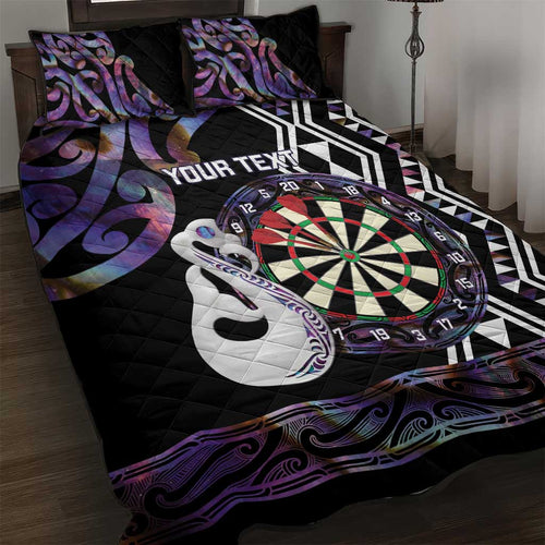 Personalised New Zealand Darts Quilt Bed Set Ngutukaka Manaia Taniko Luxury Purple - Aussie Hoodie