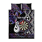 Personalised New Zealand Darts Quilt Bed Set Ngutukaka Manaia Taniko Luxury Purple - Aussie Hoodie