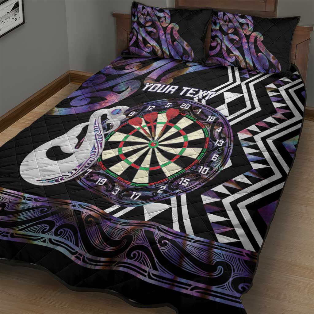 Personalised New Zealand Darts Quilt Bed Set Ngutukaka Manaia Taniko Luxury Purple - Aussie Hoodie