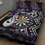 Personalised New Zealand Darts Quilt Bed Set Ngutukaka Manaia Taniko Luxury Purple - Aussie Hoodie