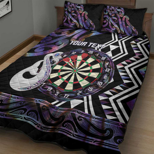 Personalised New Zealand Darts Quilt Bed Set Ngutukaka Manaia Taniko Luxury Purple - Aussie Hoodie