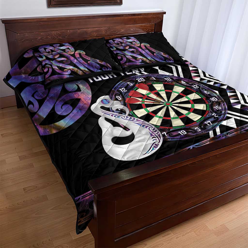 Personalised New Zealand Darts Quilt Bed Set Ngutukaka Manaia Taniko Luxury Purple - Aussie Hoodie