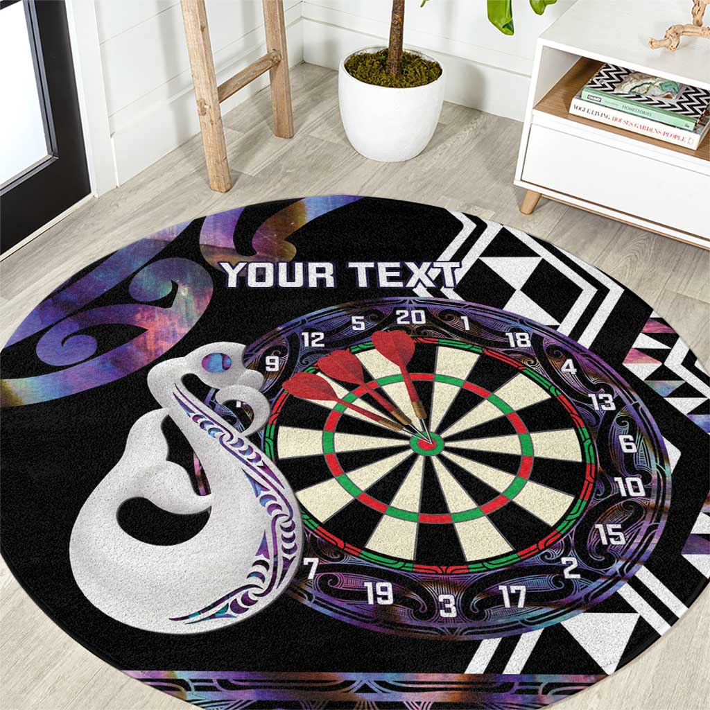 Personalised New Zealand Darts Round Carpet Ngutukaka Manaia Taniko Luxury Purple - Aussie Hoodie