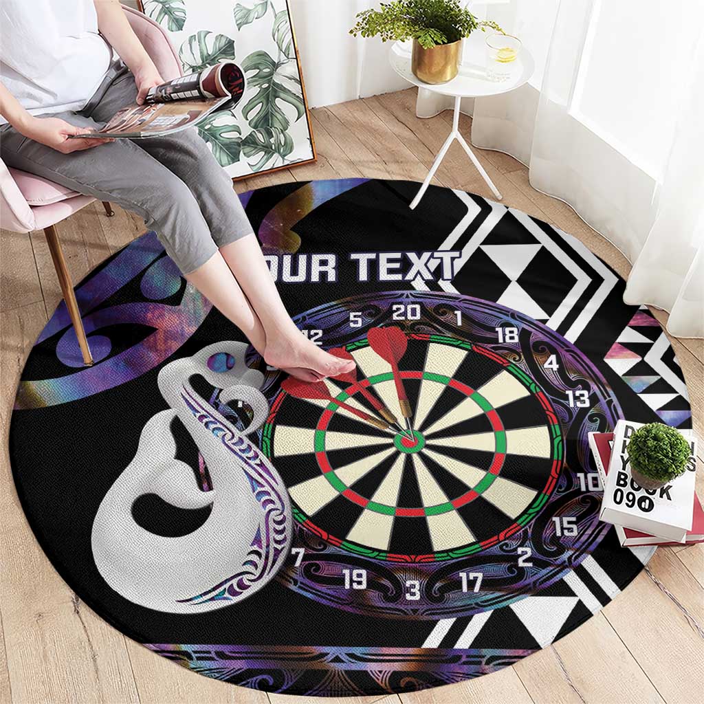 Personalised New Zealand Darts Round Carpet Ngutukaka Manaia Taniko Luxury Purple - Aussie Hoodie