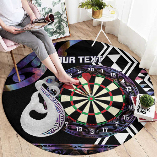 Personalised New Zealand Darts Round Carpet Ngutukaka Manaia Taniko Luxury Purple - Aussie Hoodie