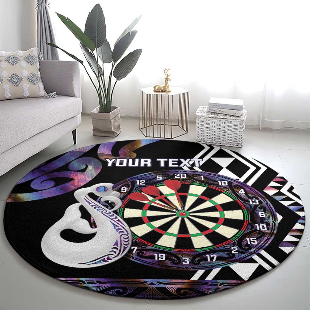 Personalised New Zealand Darts Round Carpet Ngutukaka Manaia Taniko Luxury Purple - Aussie Hoodie