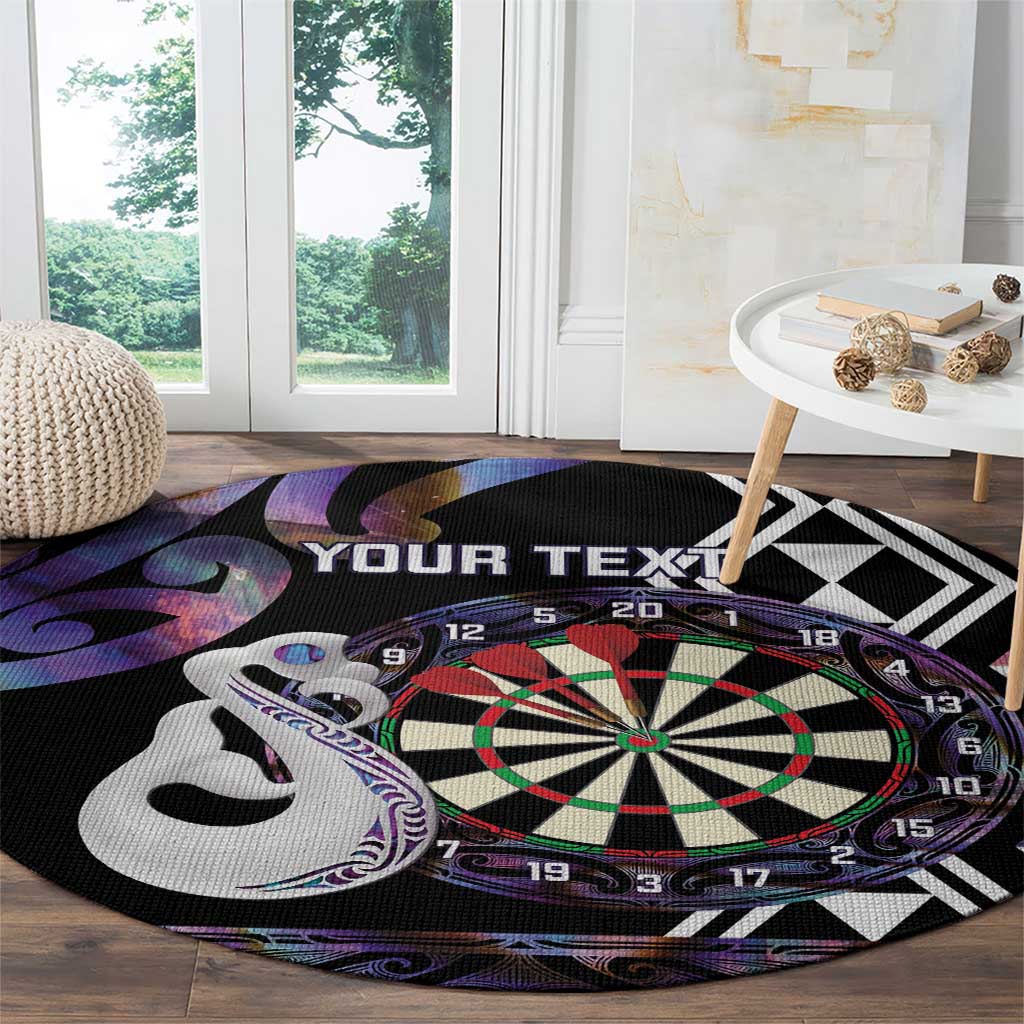 Personalised New Zealand Darts Round Carpet Ngutukaka Manaia Taniko Luxury Purple - Aussie Hoodie
