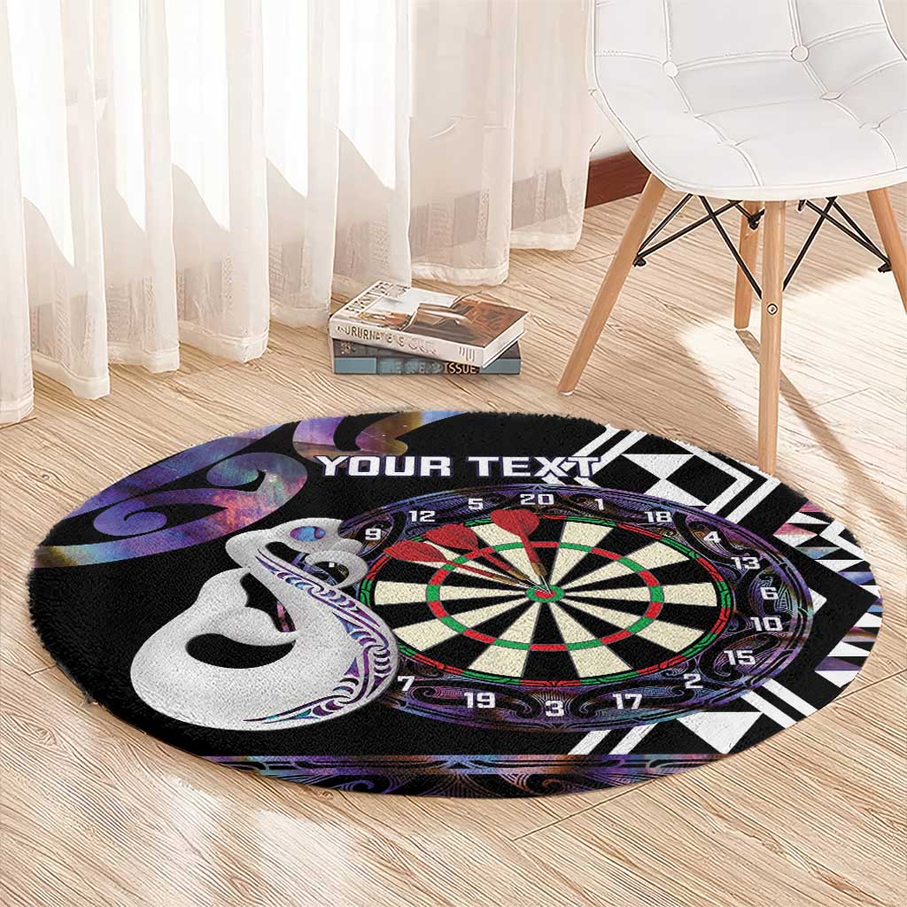 Personalised New Zealand Darts Round Carpet Ngutukaka Manaia Taniko Luxury Purple - Aussie Hoodie