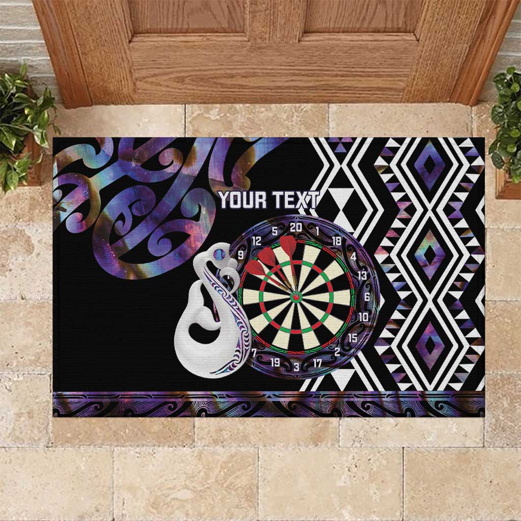 Personalised New Zealand Darts Rubber Doormat Ngutukaka Manaia Taniko Luxury Purple - Aussie Hoodie