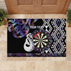 Personalised New Zealand Darts Rubber Doormat Ngutukaka Manaia Taniko Luxury Purple - Aussie Hoodie