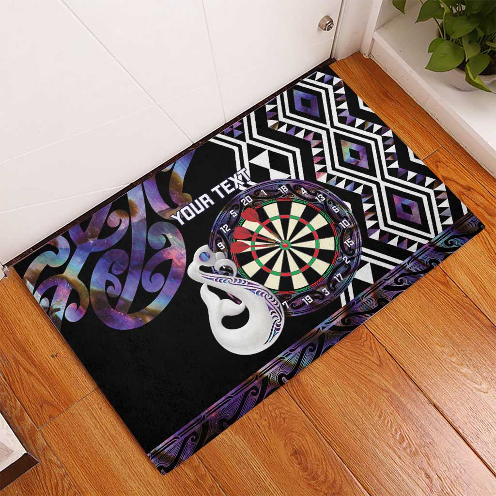 Personalised New Zealand Darts Rubber Doormat Ngutukaka Manaia Taniko Luxury Purple - Aussie Hoodie