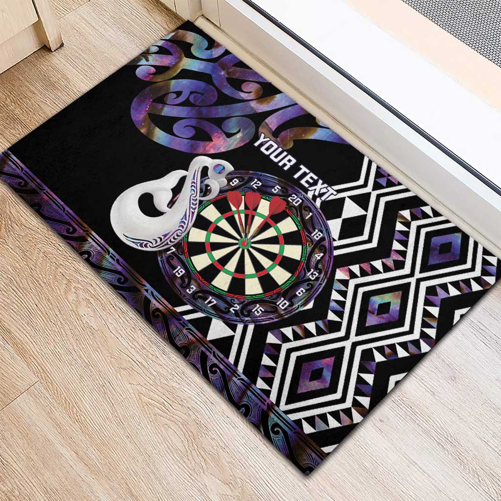 Personalised New Zealand Darts Rubber Doormat Ngutukaka Manaia Taniko Luxury Purple - Aussie Hoodie