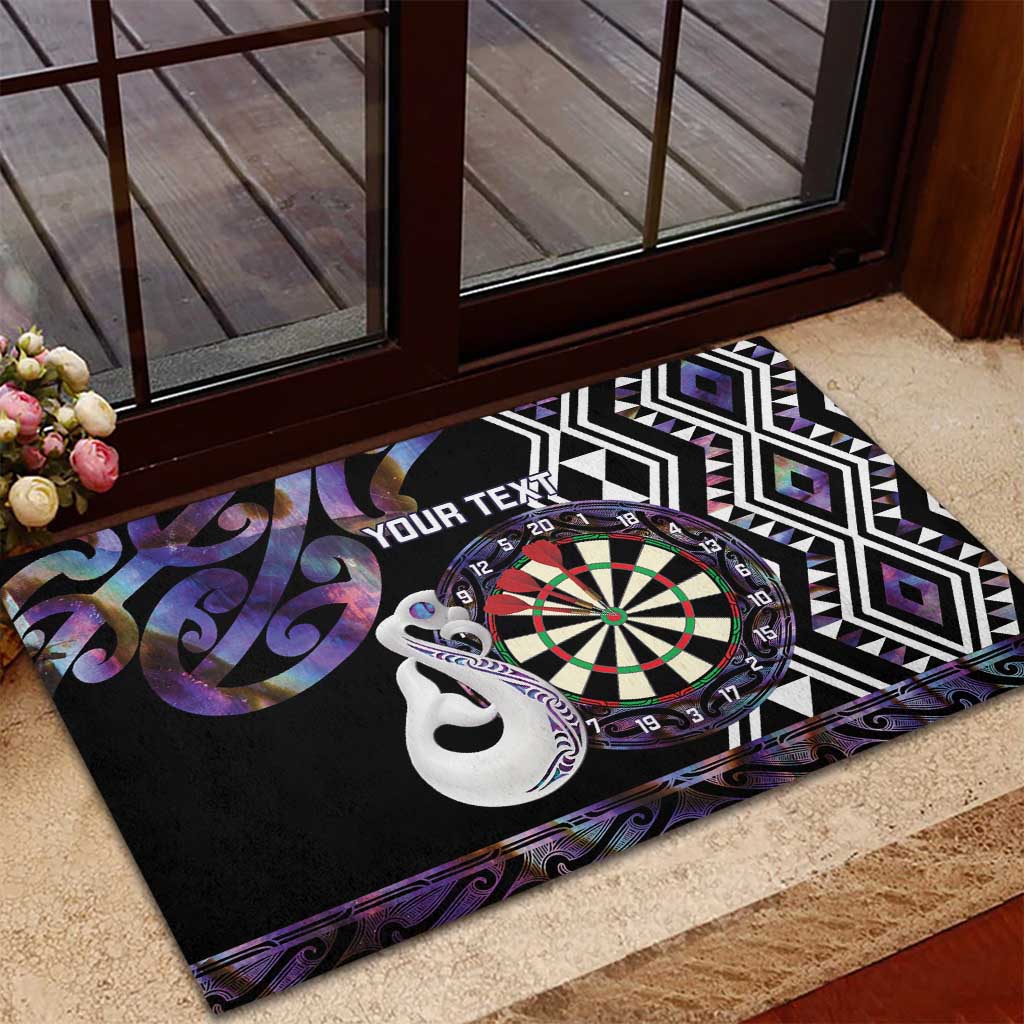 Personalised New Zealand Darts Rubber Doormat Ngutukaka Manaia Taniko Luxury Purple - Aussie Hoodie