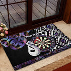 Personalised New Zealand Darts Rubber Doormat Ngutukaka Manaia Taniko Luxury Purple - Aussie Hoodie