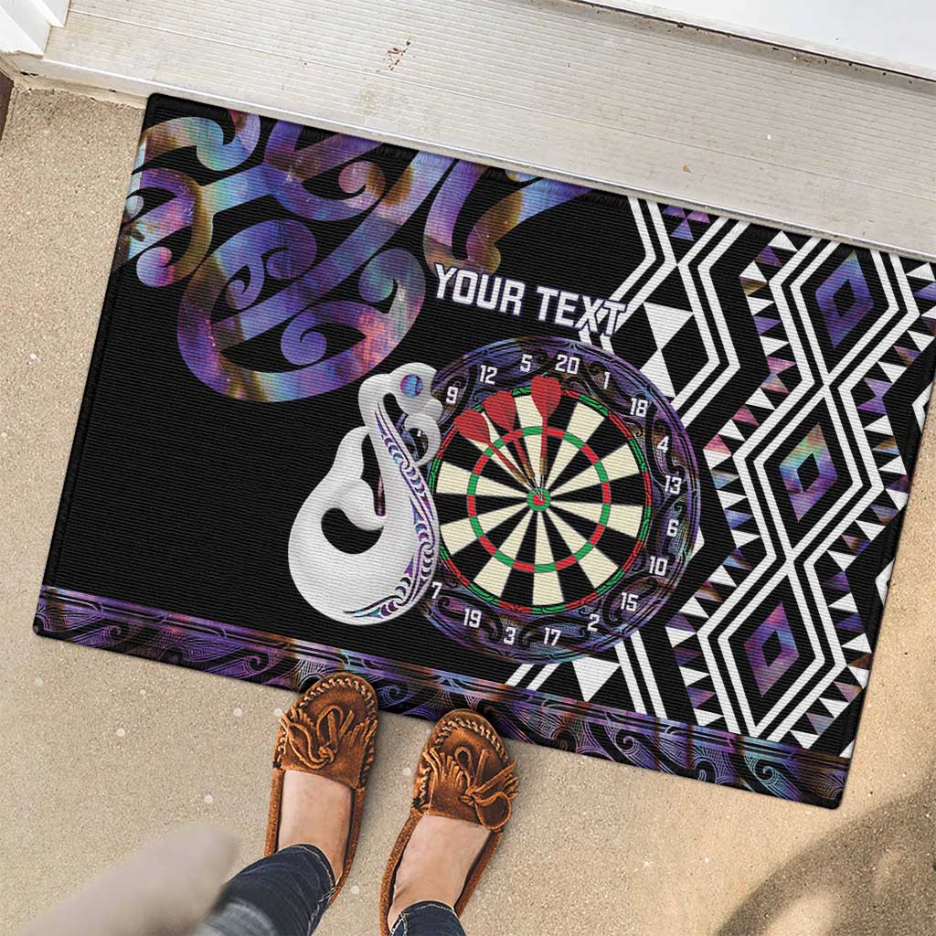 Personalised New Zealand Darts Rubber Doormat Ngutukaka Manaia Taniko Luxury Purple - Aussie Hoodie