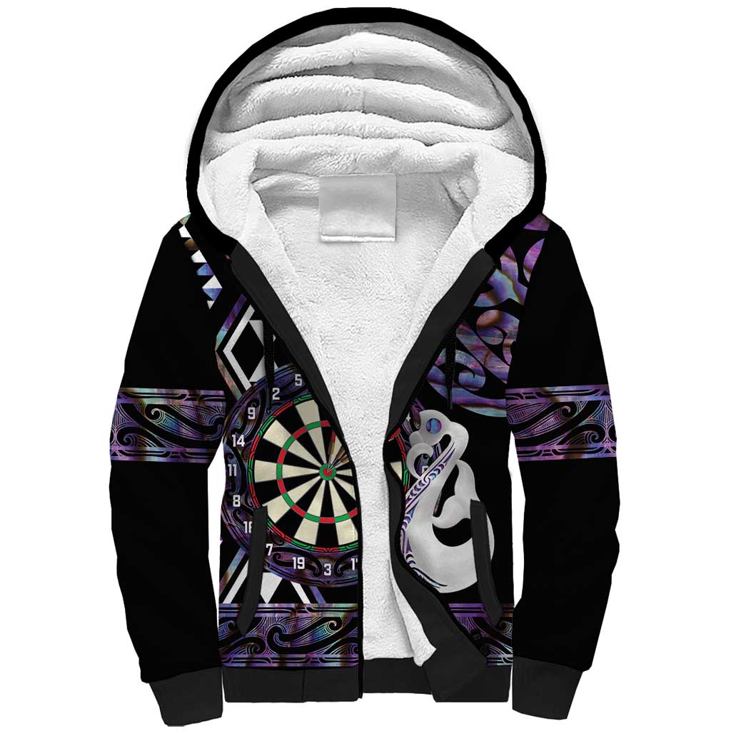 Personalised New Zealand Darts Sherpa Hoodie Ngutukaka Manaia Taniko Luxury Purple - Aussie Hoodie