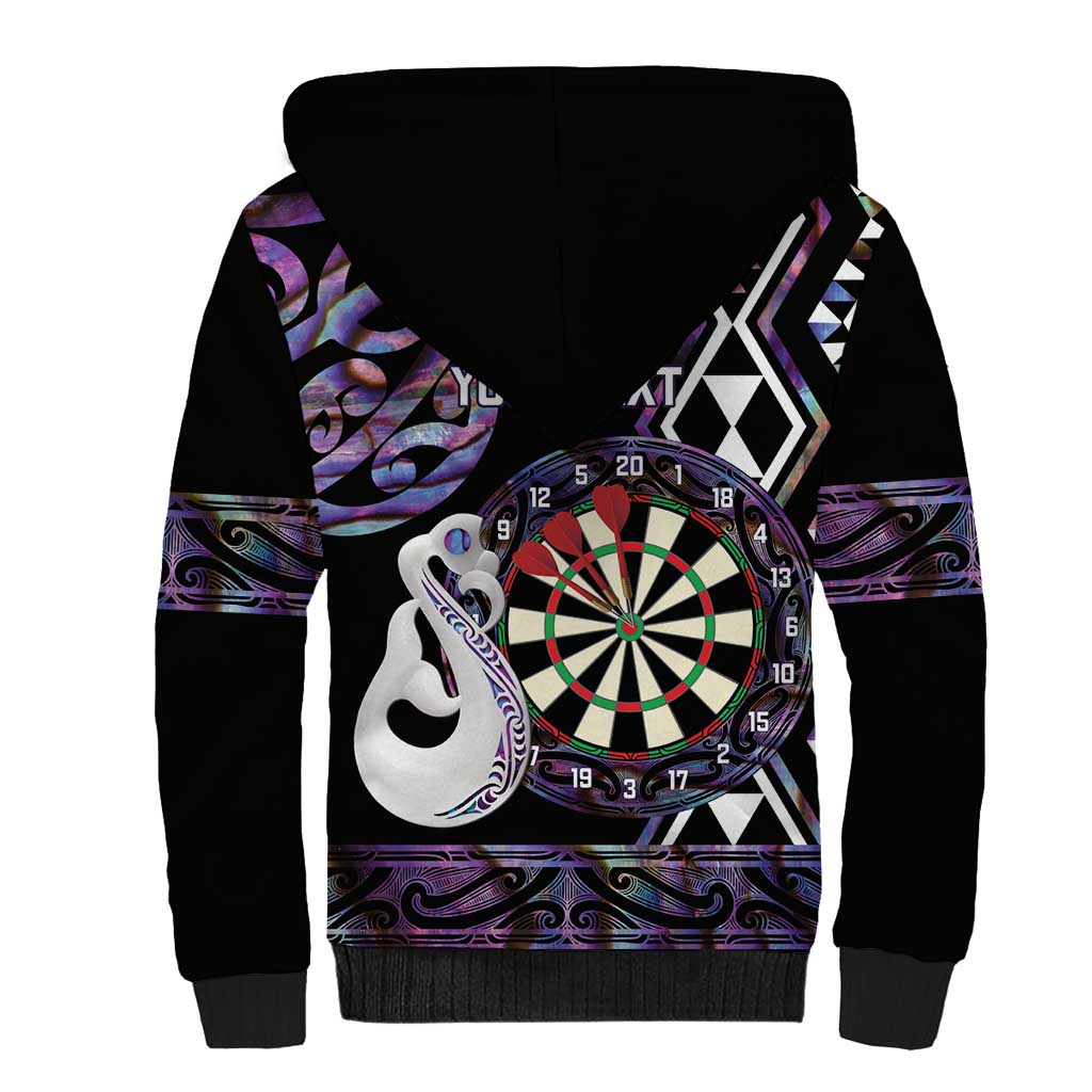 Personalised New Zealand Darts Sherpa Hoodie Ngutukaka Manaia Taniko Luxury Purple - Aussie Hoodie