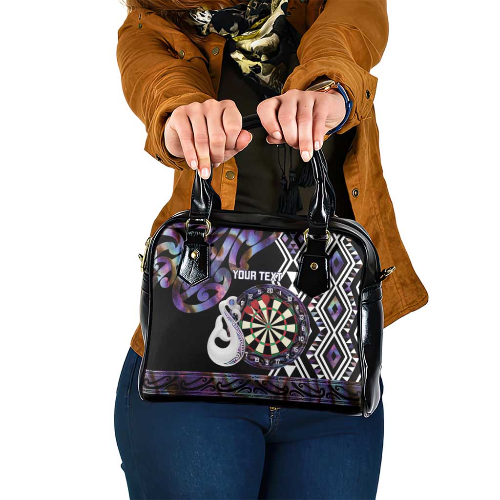 Personalised New Zealand Darts Shoulder Handbag Ngutukaka Manaia Taniko Luxury Purple - Aussie Hoodie