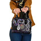 Personalised New Zealand Darts Shoulder Handbag Ngutukaka Manaia Taniko Luxury Purple - Aussie Hoodie