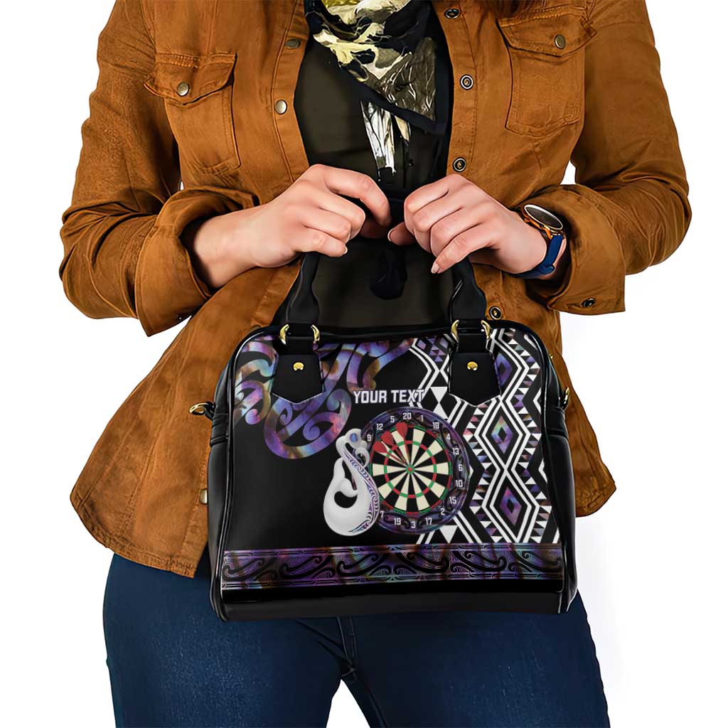 Personalised New Zealand Darts Shoulder Handbag Ngutukaka Manaia Taniko Luxury Purple - Aussie Hoodie