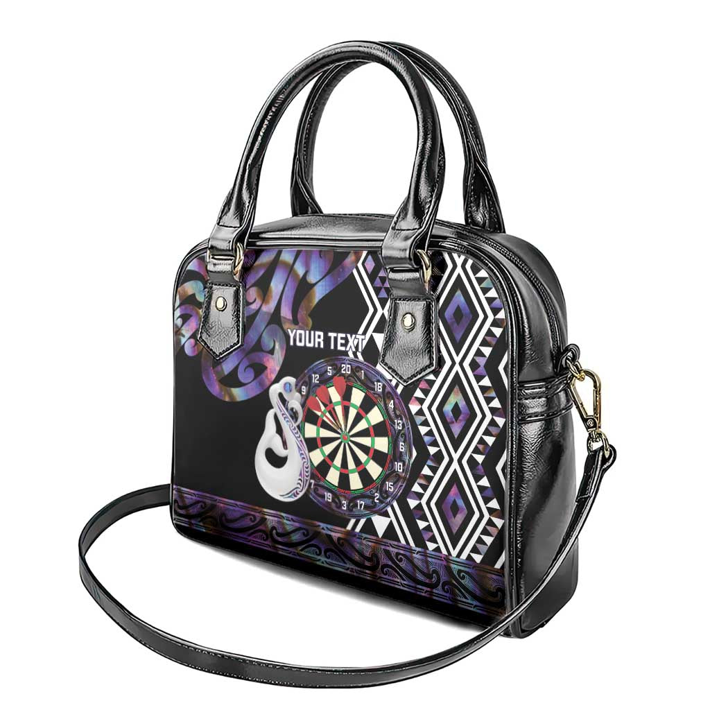 Personalised New Zealand Darts Shoulder Handbag Ngutukaka Manaia Taniko Luxury Purple - Aussie Hoodie