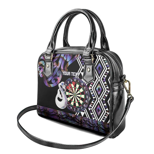 Personalised New Zealand Darts Shoulder Handbag Ngutukaka Manaia Taniko Luxury Purple - Aussie Hoodie