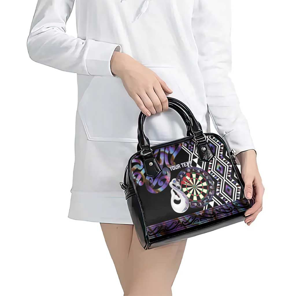 Personalised New Zealand Darts Shoulder Handbag Ngutukaka Manaia Taniko Luxury Purple - Aussie Hoodie