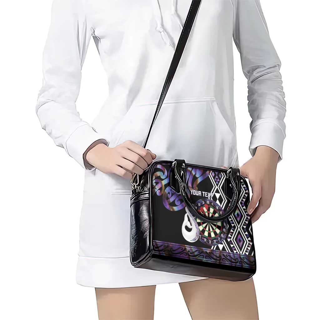 Personalised New Zealand Darts Shoulder Handbag Ngutukaka Manaia Taniko Luxury Purple - Aussie Hoodie