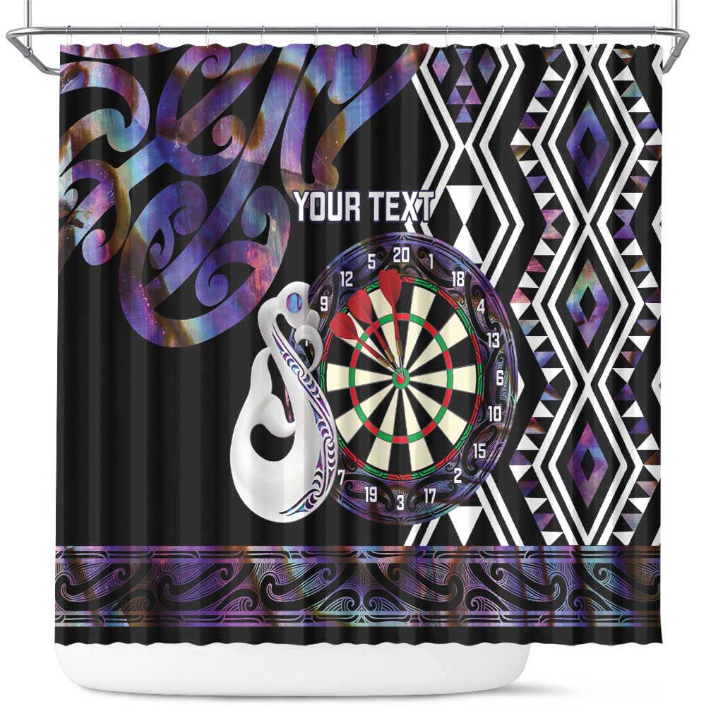 Personalised New Zealand Darts Shower Curtain Ngutukaka Manaia Taniko Luxury Purple - Aussie Hoodie