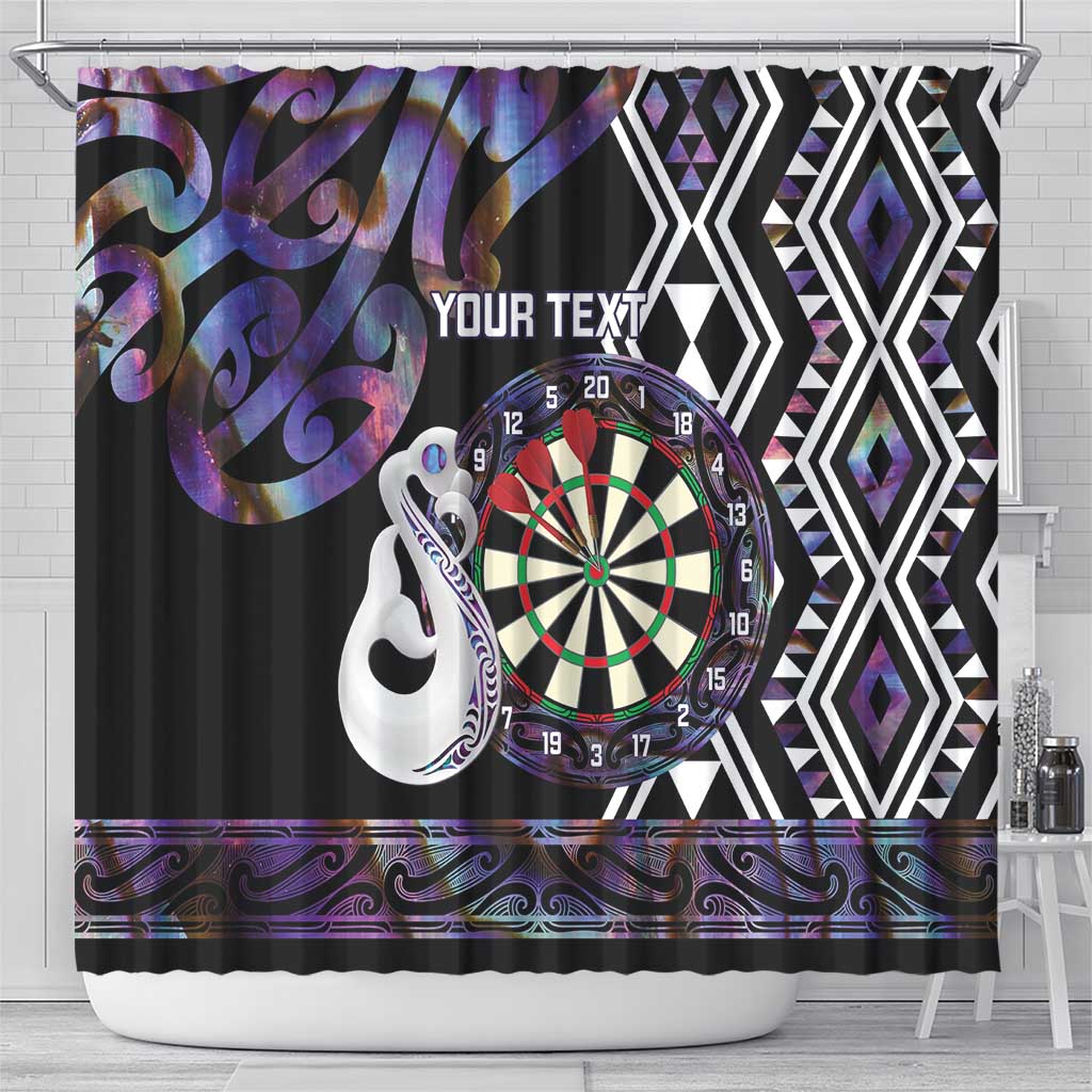 Personalised New Zealand Darts Shower Curtain Ngutukaka Manaia Taniko Luxury Purple - Aussie Hoodie