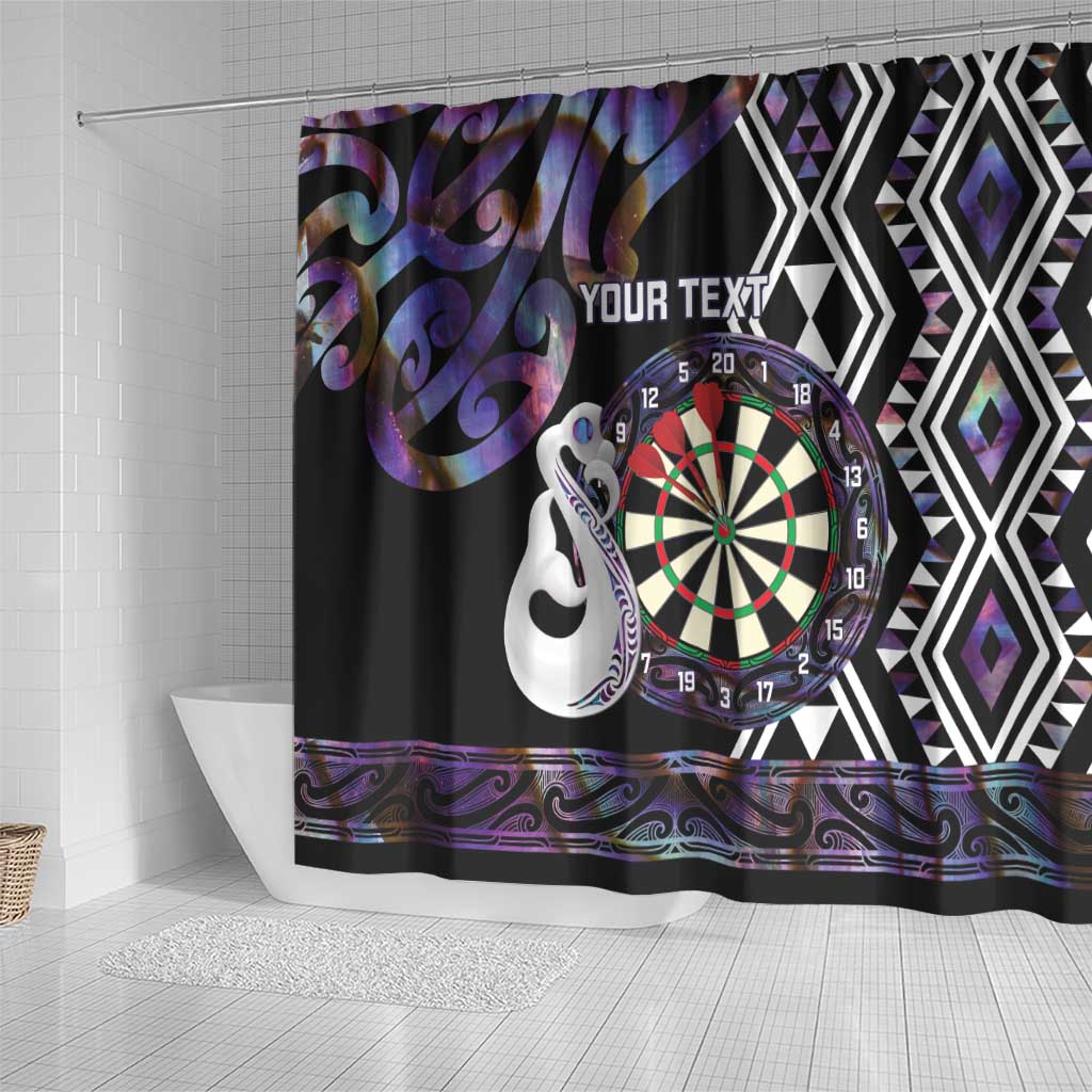 Personalised New Zealand Darts Shower Curtain Ngutukaka Manaia Taniko Luxury Purple - Aussie Hoodie