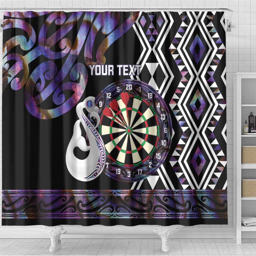 Personalised New Zealand Darts Shower Curtain Ngutukaka Manaia Taniko Luxury Purple - Aussie Hoodie